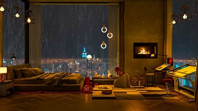 温馨雨夜公寓卧室