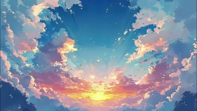 唯美晚霞天空云朵落日