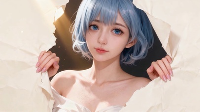 真人纯欲蓝发女孩cos雷姆