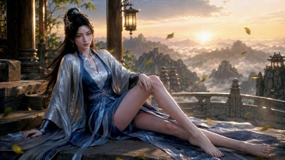 古风山巅清冷美女