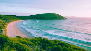 落日海滩海浪