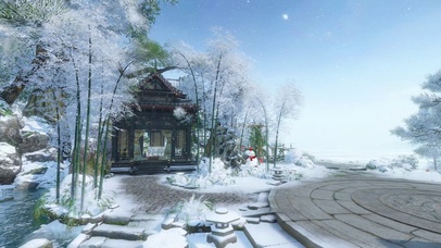 古风冬日雪天楼亭