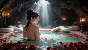 花瓣温泉美人