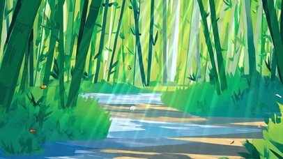 竹林景色带鱼屏