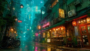 科幻雨夜街道