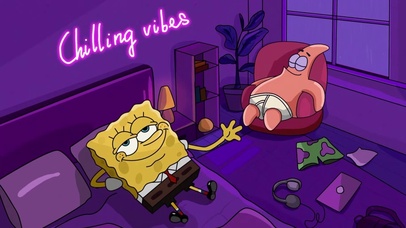 海绵宝宝派大星深夜房间