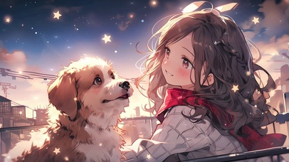 小女孩和狗狗
