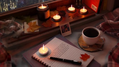 秋季舒适的咖啡厅