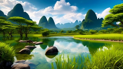 白云恋水，水依山