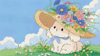 春日花帽软萌小兔子