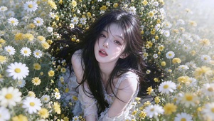 唯美治愈花间少女