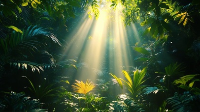 清新绿色热带雨林风光