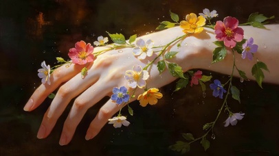 绝美手上鲜花