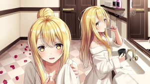 洗漱的少女