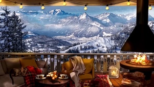 雪天雪山小屋