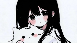 黑发少女的猫