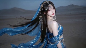 绝美异域楼兰蓝纱少女