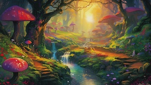 梦境中的奇幻蘑菇森林