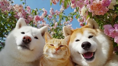 可爱的猫咪和狗狗