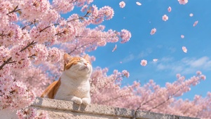 春日樱花治愈橘猫