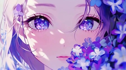 紫花动漫插画少女