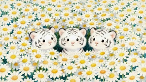 鲜花从中的小老虎