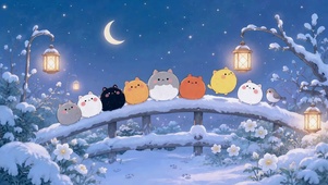 雪夜星空萌猫团子