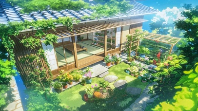 夏日木屋庭院