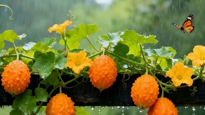 护眼雨天树木带鱼屏