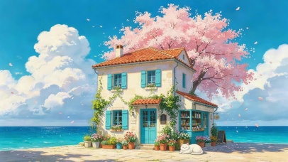 海边樱花别墅