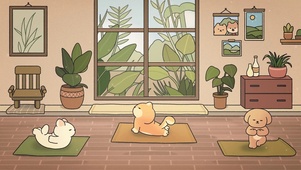 做瑜伽的狗狗