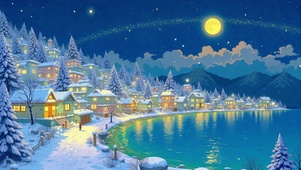 星夜雪湖小镇
