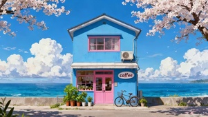海边蓝色小房子