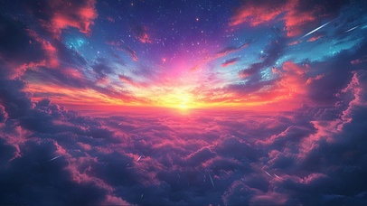 落日梦幻云端风光