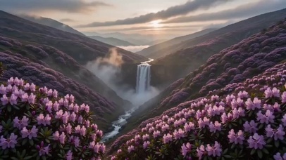 高山杜鹃花海峡谷