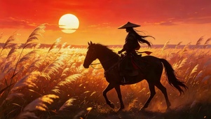 夕阳西下战马