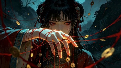古风红绳异瞳美少女