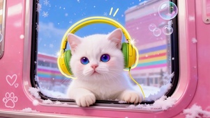 音乐萌宠小白猫