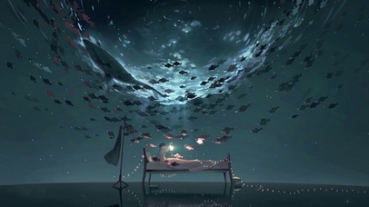 夜晚的床边的鲸