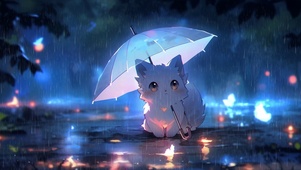 雨中小猫咪