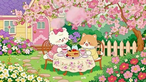 鲜花环绕的春日下午茶