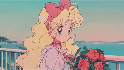 海边的捧花少女