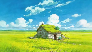 蓝天下草原小屋