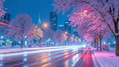 雪夜繁华都市
