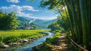 竹径田园乡村 护眼
