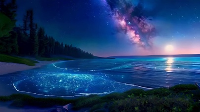 梦幻海浪夜空