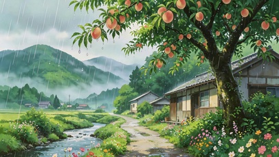 山村桃雨时 护眼