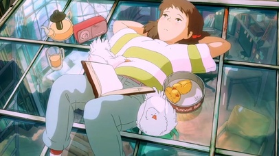 房顶晒阳光少女