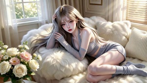 慵懒居家清纯美少女