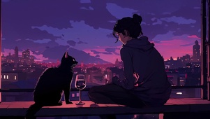 少女和猫